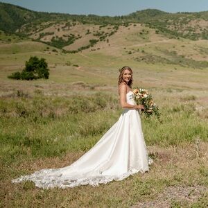 Wedding dress and veil